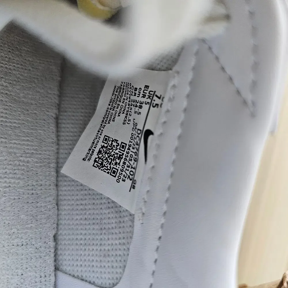 Nike White Leather Blazer Low '77 Vintage Men's Shoes Sneakers Size 7.5 - Picture 9 of 10